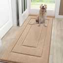 Smiry Dog Door Mat for Muddy Paws Indoor Entrance, Absorbs Moisture and Dirt Low-Profile Washable Front Door Mat for Floor Home Entryway (48x30 Inches, Beige)