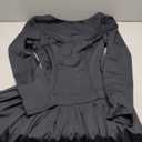 Women's Long Sleeve Mini Dress Sexy Boat Neck Pleated A-line Party Dresses, Size L