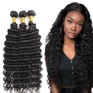 Deep Curly Bundle Human Hair 24 26 28 Inch Natural Black Deep Wave Human Hair Bundles Unprocessed Virgin 3 Bundles Black Extensions 50 Gram Per Bundle