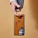 Butaiga for Samsung Galaxy S26 Ultra Case Leather with Stand, Anti-Slip Grip Ring, Fits for MagSafe (Brown, S26 Ultra)
