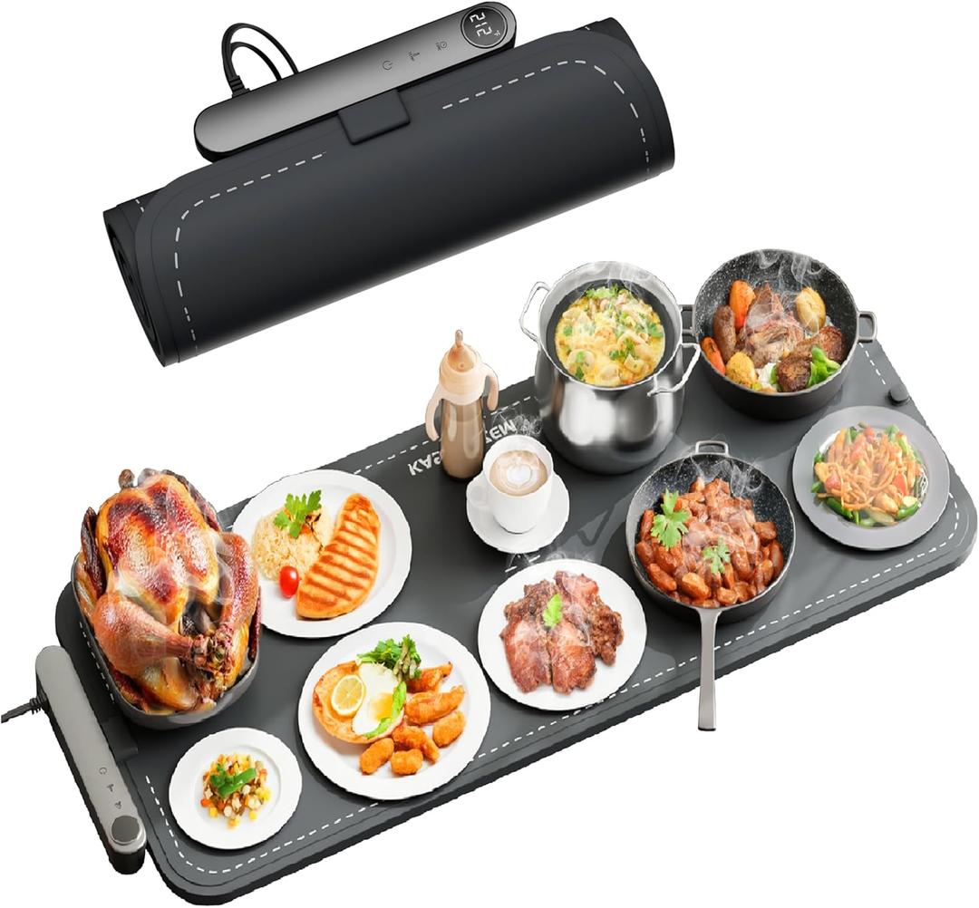 Warming Mat For Food XXL 500W Food Warming Mat 36"X16" Waterproof Graphene Warming Trays For Buffets Party Food Warmers For Parties Buffet 6 Temp 6H Chafing Dishes For Buffet Valentine Gifts