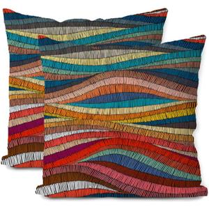 Likjad Colorful Pillow Covers Set of 2, Mid Century Modern Decor Throw Pillow Covers 18x18, Boho Pillow Covers, Rainbow Pillowcase, Bohemia Decor for Living Room, Bedroom