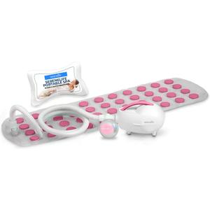 SereneLife Bubble Bath Mat - Portable Spa Bubble Bath Massager with Waterproof Bath Light & Pillow, Adjustable Bubble Intensity, Easy Button Control, Remote Control (Pink)