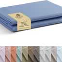 Linen Home 100% Cotton Percale 1 Flat Sheet, Full Size - Crisp, Cool and Strong Bed Linen, Luxury Breathable Sheet, Baby Blue
