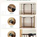 Babelio Metal Auto Close Baby Gate PressGuard, 29"-55" Extra Wide Pet Gate for The House and Doorways, Pressure Mounted Walk Thru Child Gate with Door, Black Wood Pattern, 30" Tall