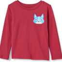 Amazon Essentials Boys and Toddlers' Long-Sleeve Cotton T-Shirts (Medium, Dark Red Dog)