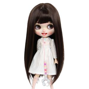 Just 1pc Wig fit for 10 inch Head Dolls Long Straight Hair (Dark Brown)