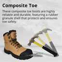 WOLF Work Boot | 100% Waterproof Genuine Leather | Oil, Impact, Compression & Puncture Resistant | Electrical Hazards | Non-Slip Sole | Padded Collar | Construction | Industrial PPE, Size 10
