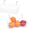 White Basket with hook Grid Storage Basket,Hang it behind a door or on a railing,Over the Cabinet Door,2 Pack