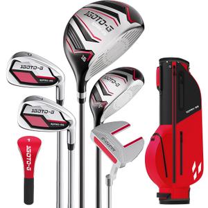 1GoTo-G Kids Golf Club Set, Ages 9-12, Right Hand, Driver, 5 Hybrid, 7 Iron, PW, Putter and Stand Bag, 5/6/7 Pieces Kids Golf Clubs Set - Youth Golf Clubs Junior Set Ages 3-14 Includes Stand Bag