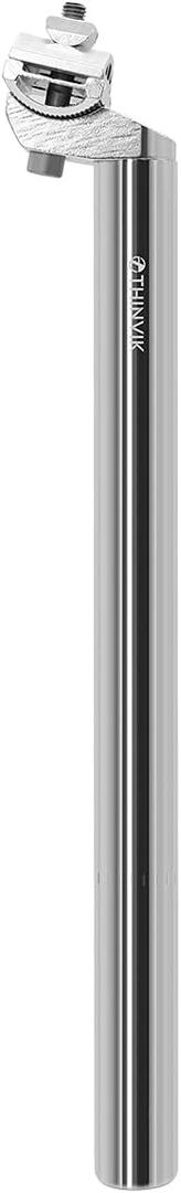 Thinvik Silver Bike Seat Post Adjustable with Fixing Clip-350mm Aluminum Alloy Bicycle Seatpost for Road&Mountain Bike,MTB,MTN BMX 25.4/27.2/28.6mm