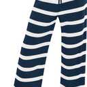 ZESICA Womens Casual Striped Wide Leg Pants Elastic Waist Drawstring Knit Loose Soft Pajama Lounge Pants Fall Clothes (M)