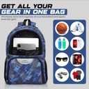 Soccer & Basketball Sports Bag with Ball Pump - Basketball Backpack with Separate Ball & Shoes Holder Compartment, Soccer Basketball Football & Volleyball Bag with Large Capacity (Blue)