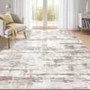 Abstract Living Room Rug 6x9 - Modern Washable Soft Thin Area Rug for Living Room Bedroom Under Dining Table - Neutral Indoor Floor Rug Carpets for Home Office Playroom Nursery - Light Brown