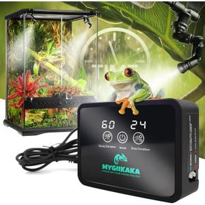 Reptile Smart Mister, Reptile Humidifiers Misting System Automatic with Timer, Terrarium Humidifier with 360°Adjustable Misting Nozzles, Spray Kit for Rainforest Plants Amphibian (Touch Version - Upgrade)