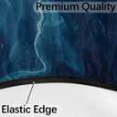 Turquoise Marble Round Fitted Tablecloth with Umbrella Hole and Zipper, 36"-44" Outdoor Elastic Table Cloth Oil-Proof Waterproof Patio Table Cover for Picnic Party Camping