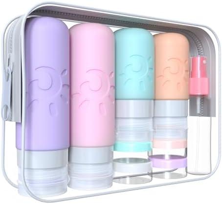 Zafit 18 Pack travel Bottles for Toiletries, TSA Approved Silicone Travel Containers Leak Proof Refillable Travel Accessories for Shampoo Conditioner Lotion Body Wash(Multicolored C)