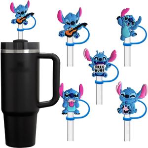 5 Pack Silicone Straw Toppers for Stanley Cup 40 30 oz, Reusable Dust-Proof Straw Cover Cap, Straw Accessories for Water Tumbler (Cute)