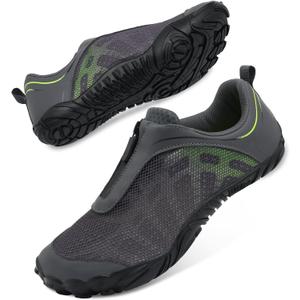 Scurtain Unisex Mens Womens Water Shoes Athletic Sports Aqua Shoes Barefoot Hiking Water Shoes Quick Dry Yoga Pool Swim Surf Beach Walking Shoes with Zipper (9 Women/7.5 Men, Grey Green)