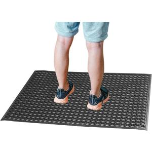 Outdoor Rubber Mat Kitchen Anti-Fatigue Floor Mats (24" x 36") Restaurant Bar Floor Mat New Rubber Non Slip Drainage Mat Black