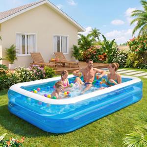 Full-Sized Inflatable Swimming Pool, Extra Large Blow Up Pool, Heavy Duty Above Ground Pool with Drain Valve, Leakproof Family Swim Pool for Backyard Patio Garden Outdoor Party(79''x59''x20'')