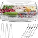 Chilled Veggie Tray with Lid, Shrimp Cocktail Serving Dishes for Entertaining, Ice Serving Platters and Trays Cold Travel Cookout Tailgate Essentials, Appetizer Fruit Snack Tray for Party Clear