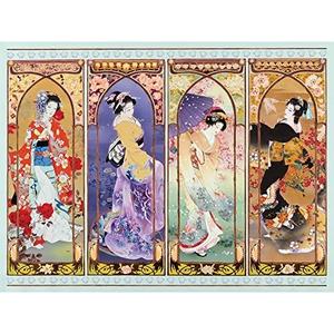 Bits and Pieces  500 Piece Jigsaw Puzzle for Adults  Oriental Gate Quilt - Geisha Jigsaw Puzzle by Artist Haruyo Morita, Completed Puzzle Size: 18" x 24"