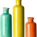 Colorful Ceramic Vase Set Home Decor - Set of 3 Flower Vases, Farmhouse Vases for Decor,Colorful Vase for Living Room,Office,Centerpiece Table Decorations,Boho Flower Mexican Pottery for Wedding