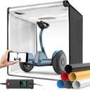 Bi-Color LED Photo Light Box 32x32 inch, Dimmable LEDs Product Photography Lighting Tent with High CRI>98, 6 Colors Backdrops for Large Products, Portraits & Tabletop Studio