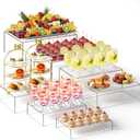 Leinuosen 7 Pcs Extra Large Buffet Risers Set 10" to 16" Rectangle Acrylic Display Box Catering Dessert Table Riser Food Display Decorative Stand with Hollow Bottom for Catering Supplies(Clear)