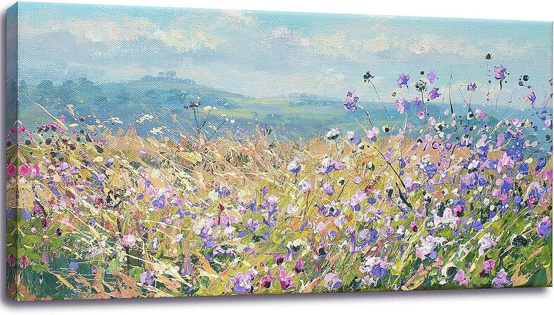 Flowers Wall Art Canvas Daisy Floral Textured Painting Modern Botanical Large Framed Pictures Artwork for Living Room Bedroom Bathroom Dinning Room Office Home Wall Decor Gifts 20x40