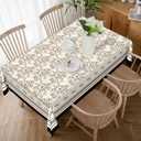 Vintage Black White Floral Print Tablecloth 60x84 Inch Flower Table Cover Rectangular Reusable Washable Tablecloths for Dining Decor Party Picnic Indoor Outdoor