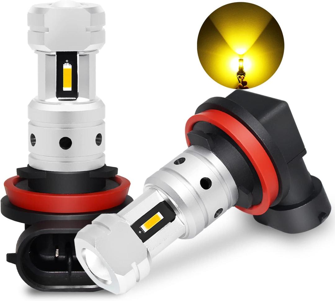 PHINLION H8 H11 LED Yellow Fog Light Bulbs, 3800 Lumens Super Bright H11LL H16 LED Bulb Replacement for Car Truck DRL and Fog Lights, 3000K Golden Yellow