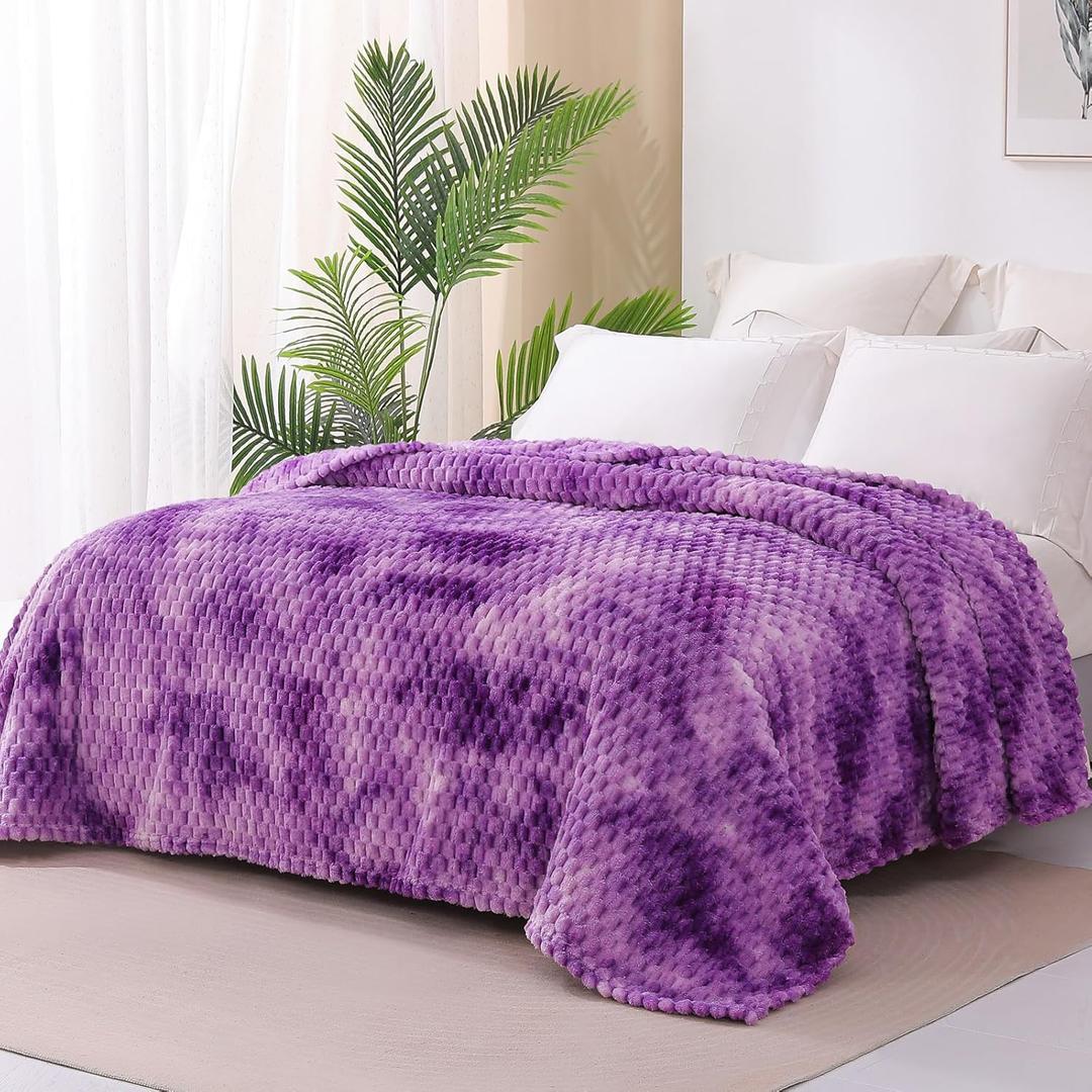 Fleece Throw Blanket Cozy Soft Lightweight Throw Blankets Warm Plush Purple Fall Blankets and Throws Couch Sofa Bed Camping Travel Picnic Outdoor Blanket Bedding Kid Baby Boys Girls Adults 60x80 in (Size 60" x 80"(150 x 200 cm))