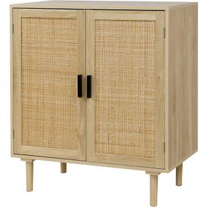 Finnhomy Sideboard Buffet Kitchen Storage Cabinet with Rattan Decorated Doors, Dining Room, Hallway, Cupboard Console Table, Liquor / Accent Cabinet, 31.5X 15.8X 34.6 Inches, Natural (Natural, Wood)