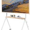 Easel Rolling TV Stand for 49-80 Inch TV Screen up to 110 LBS, Portable TV Stand with Wheels, Rolling TV Cart for Business, Office, School, Home, White