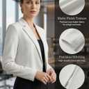 Beninos Womens Casual Blazers Open Front Cropped Blazer Jacket, White, X Small