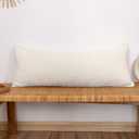 14x36 inch Boucle Lumbar Pillow Cover, Cream Woven Texture Neutral Long Pillow Cover Breathable Cushion Case for Couch Sofa Bed Living Room Home Decor (Cover Only)