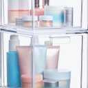 STORi Audrey Stackable Clear Bin Plastic Organizer Drawers | 2 Piece Set | Organize Cosmetics and Beauty Supplies on a Vanity | Made in USA (4.5" and 6.75" Tall Set)