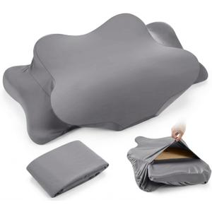 Hahafelt Cooling Cervical Pillowcase Cover with Envelope Closure (Only Pillow Case) Ergonomic Neck Pillowcase Smooth Soft Cool Pillow Cover for Side Back Stomach Sleepers(Dark Gray,Queen Size)