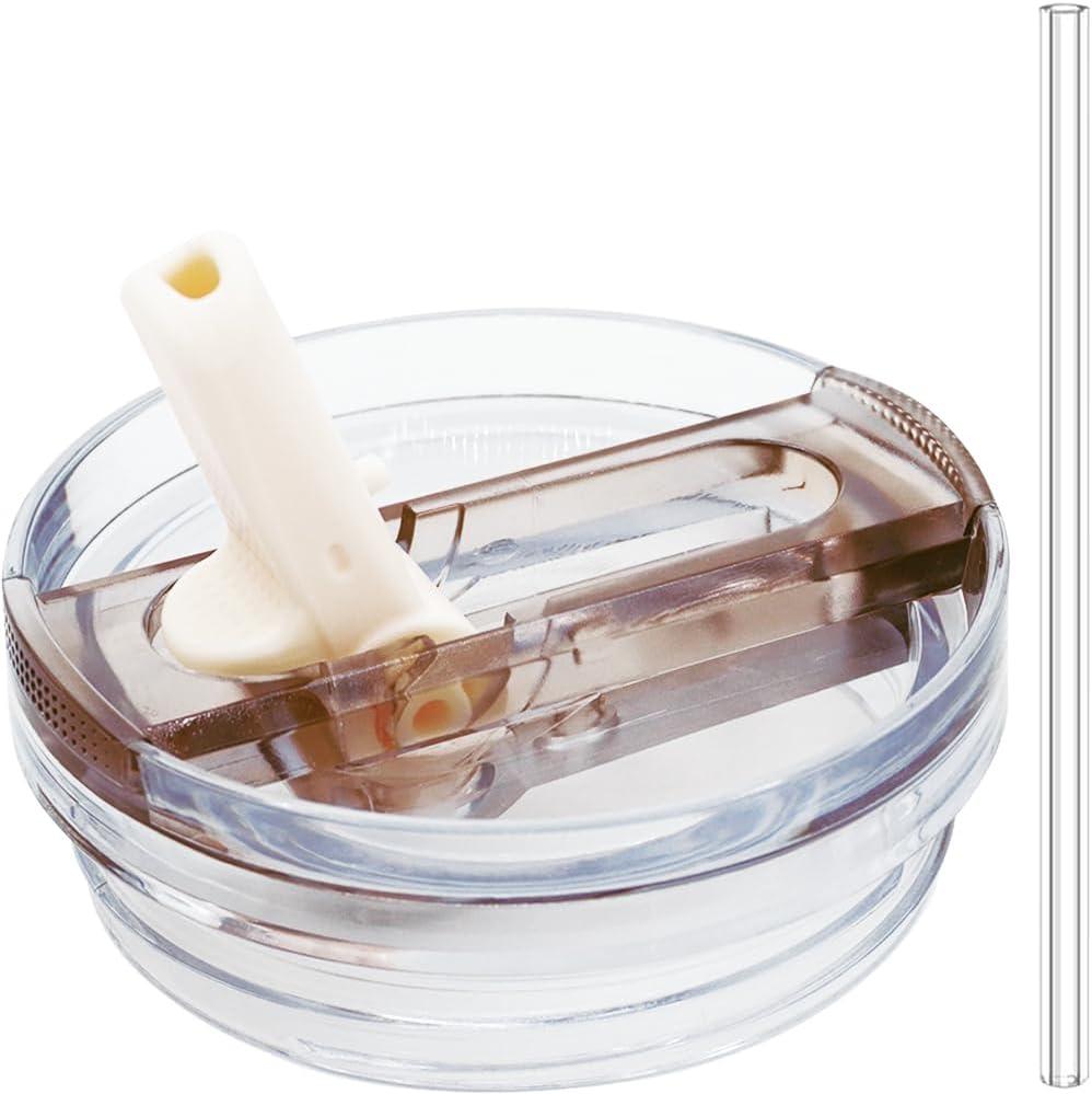 Dreamfocus 40 oz Leak Proof Flip Straw Lid Replacement for Stanley 40 oz Quencher H2.0 and ProTour Tumbler (Cream)