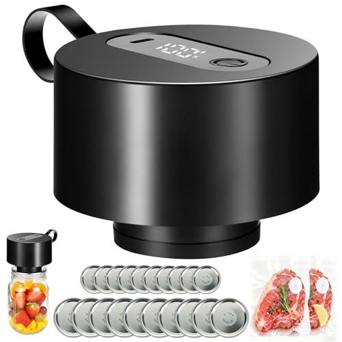 Mason Jar Vacuum Sealer Kit: 2026 Upgraded Portable Electric Vacuum Sealer Kit - Fits Wide Regular Mouth Mason Jar & Seal Bags - Food Storage for Home Kitchen RV Travel - Black