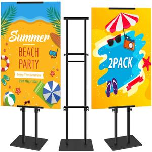 Poster Stand Heavy Duty - Double-Sided Poster Board Stand for Display Foam Board Sign, Adjustable Pedestal Floor Standing Sign Holder Height Up to 80 Inch, 2 Pack (11.8" Base (3.5 lb) - 2 Pack)
