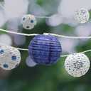 The Dreidel Company 10 Mini Round Lantern Hanukkah String Lights 9' Ft. Long, Pre-Assemble LED Battery Powered 3" Inch Orb (Single)