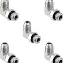5 Pack 90 Degree Elbow Hydraulic Hose Fittings: 1/2" JIC 37 Male x #8 SAE/ORB Male, Hydraulic End Connectors with Protection Cover - 6801-08-08