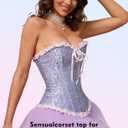 SZIVYSHI Corset Tops for Women, Bustier Shapewear Lingerie, Lace Waist Push Up Bodysuit (Pink, M)