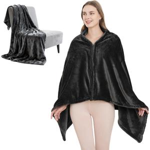 SNZ Wearable Blanket for Womens and Mens, Comfy Flannel Poncho, Snuggie Warm Shawl Wraps for Women, Birthday Gift Ideas
