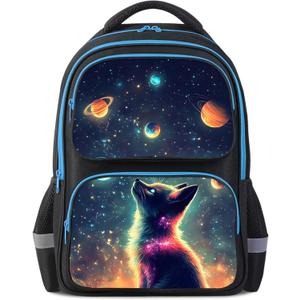 School Backpack For Boys Girls Backpack For Kids Toddler Teens Elementary Middle School 17 inch Boys Backpacks Ages 6-18 Travel Book bag with Chest Strap Star Fox Pattern