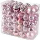 116Pcs Pink Christmas Ball Ornaments Set, Shatterproof Christmas Hanging Decoration Set with Gift Box, Assorted Decorative Baubles Set for Xmas Tree/ Home/ Wedding/ Party/ Holiday (Pink)