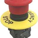 YQBOOM 22mm 2 NC Red Mushroom Emergency Stop Push Button Switch AC 600V 10A(1PCS)